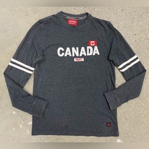 Canada Athletics Womens Gray Canada Logo Long Sleeve Crew Neck Size Small
